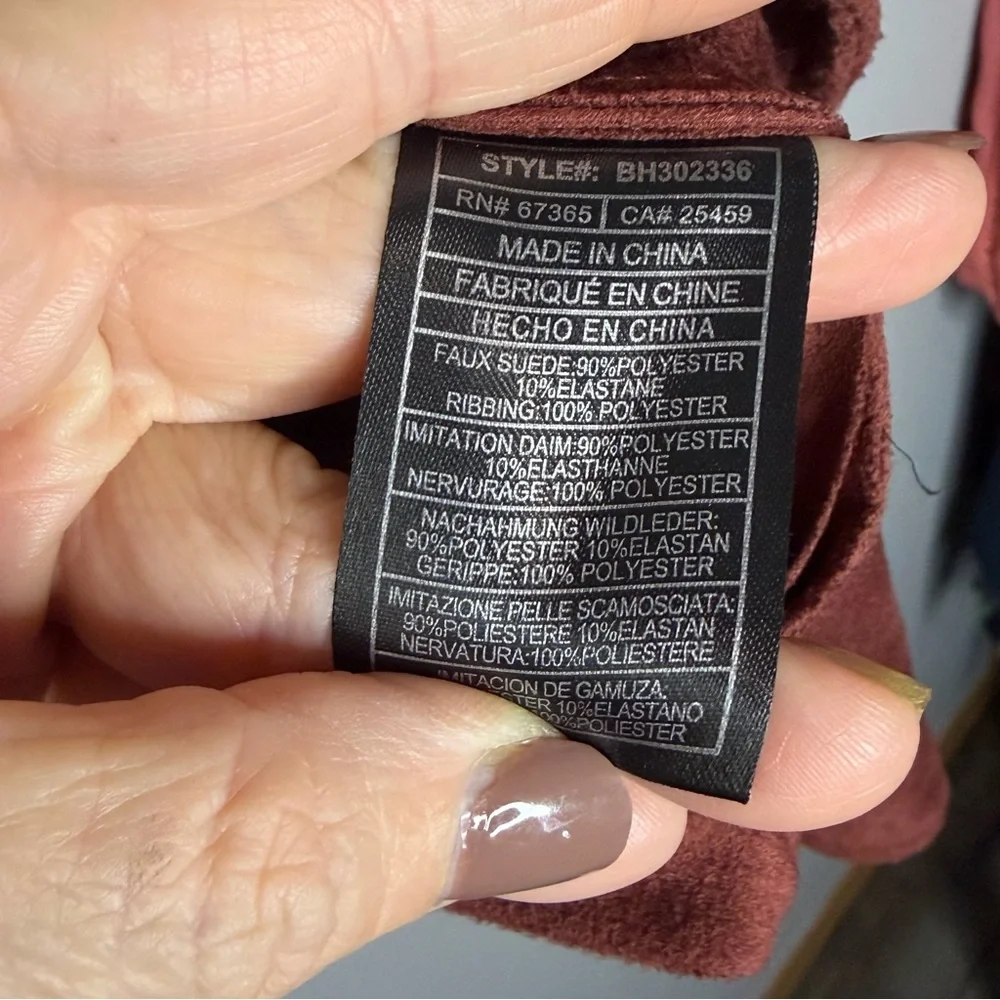 BB Dakota‎ Faux Suede Drape Jacket Med (No Tag) Cherrywood Chic Western Boho EUC - Picture 9 of 10